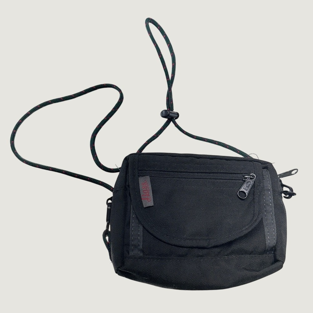 Bass Crossbody Bag Unisex Small Black Canvas Vintage Gorpcore Utility Pouch